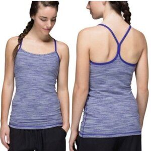 Lululemon Power Y Racerback Tank Top Purple Stripe Fitted Yoga Athletic Sz 6